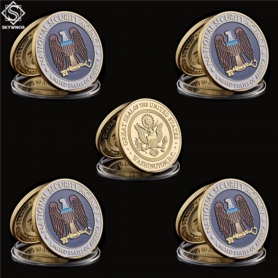 

5PCS USA NSA Washington.D.C Gold Challenge National Coin Nation Security Agency Collection