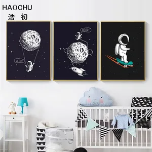 HAOCHU декор в виде космической сцены Луны фотография искусство стены плакат мальчик спальня гостиная украшение для дома