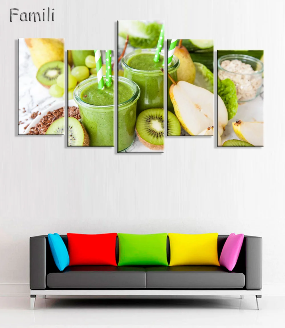 5 шт. настенные художественные плакаты и принты авокадо киви оранжевого цвета
