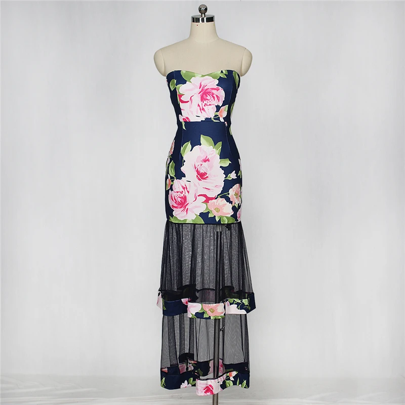 Женское платье Русалочка Adogirl Сетчатое облегающее с цветочным принтом без