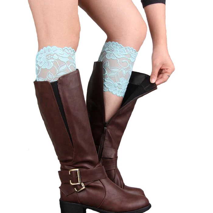Бесплатная доставка эластичные кружевные манжеты для сапог женские гетры