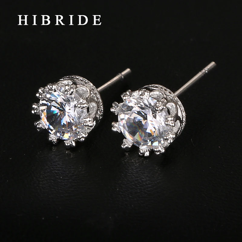 Серьги пусеты с родиевым покрытием женские серьги из кубического камня модные