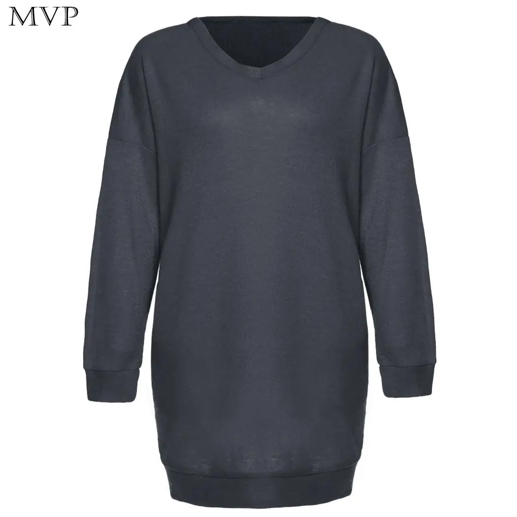 Blouse Casual Batwing Loose Ladies Hoodie Solid Sleeve V-neck Red Stylish Party Gray Rose Top Long HoodieBlouse Women | Женская одежда