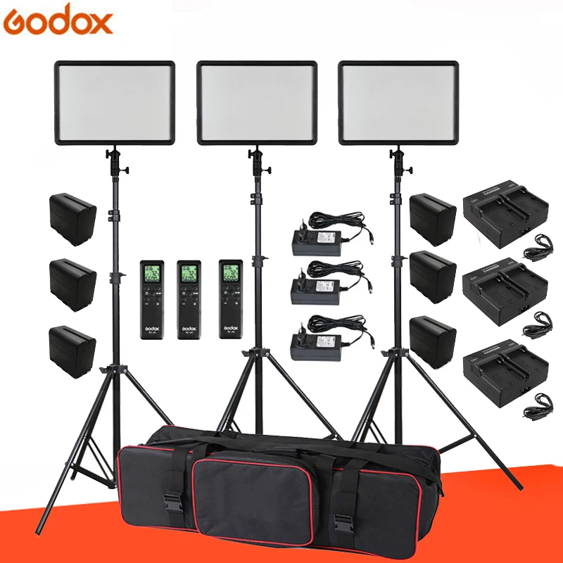 6 шт. аккумуляторов + 3x Godox ультратонкий Светодиодный P260C 256 светодисветодиодный 30