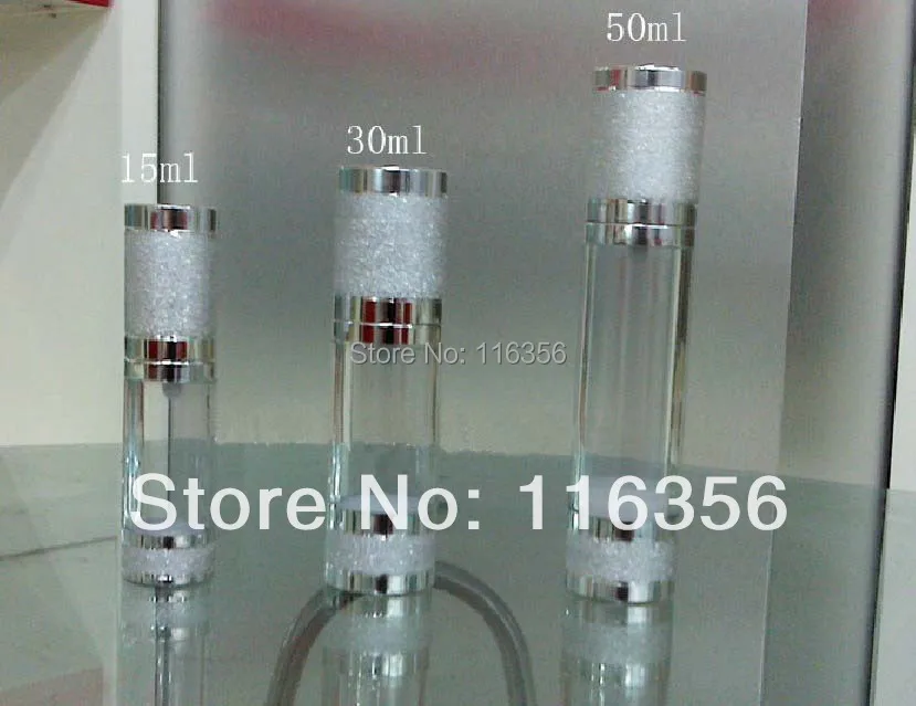 

30ml silver airless bottle,white/transparent pump with silver lid