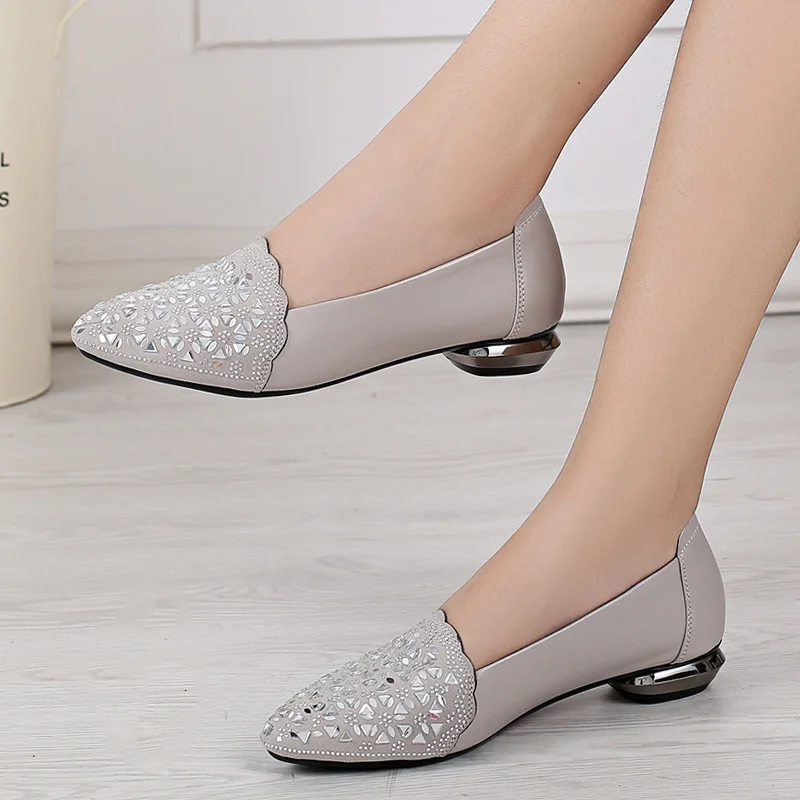 Женские туфли лодочки на низком каблуке из натуральной кожи|Женские туфли| |