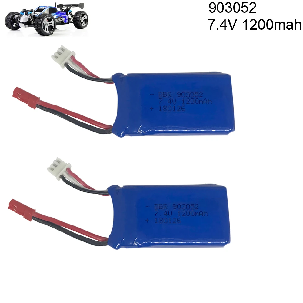 

7.4V 1200mah 903052 Battery For Wltoys A949 A959 A969 A979 K929 RC Helicopter Airplane Car Boat LiPo RC Drone Battery 2PCS/lot