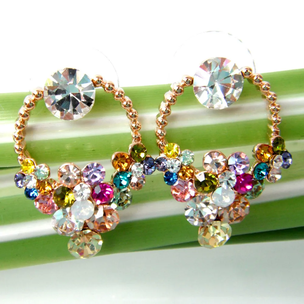 Navachi корзина цветов Желтые GP красочные кристаллы разразы серьги SMT1702|earrings resin|earrings