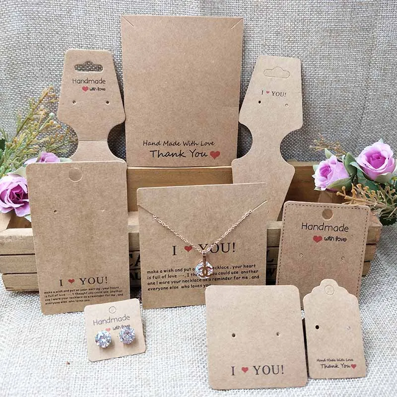 

Новинка 2018, белая/Крафтовая Ручные ювелирные изделия, карточка для ожерелья, сережек, карт, I Love You, набор ювелирных открыток, 1 лот = 100 шт.