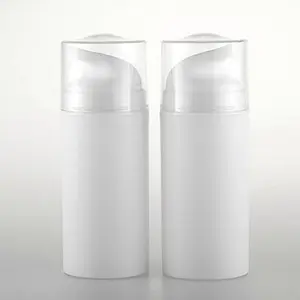 20 шт.лот 100 мл пластиковая застежка в качестве вакуумной бутылки и насоса, белая с Overcap, прозрачная пустая бутылка для духов, косметические бутылки