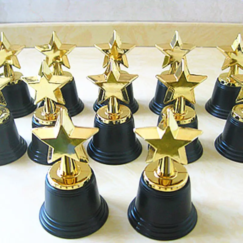 

12Pcs Star Award Trophies 4.5" Gold Star Trophy for Awards Winners Oscar Awards Hollywood Parties Bulk School Kindergarten