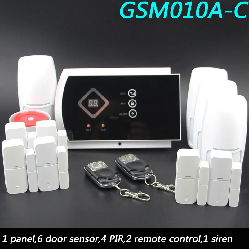 GSM010AC Голосовая подсказка Беспроводная/Проводная SMS GSM сигнализация домашняя автоматическая система безопасности s с PIR/дверной сигнализацией датчик приложение устройство управления Комплект - Цвет: GSM010AC