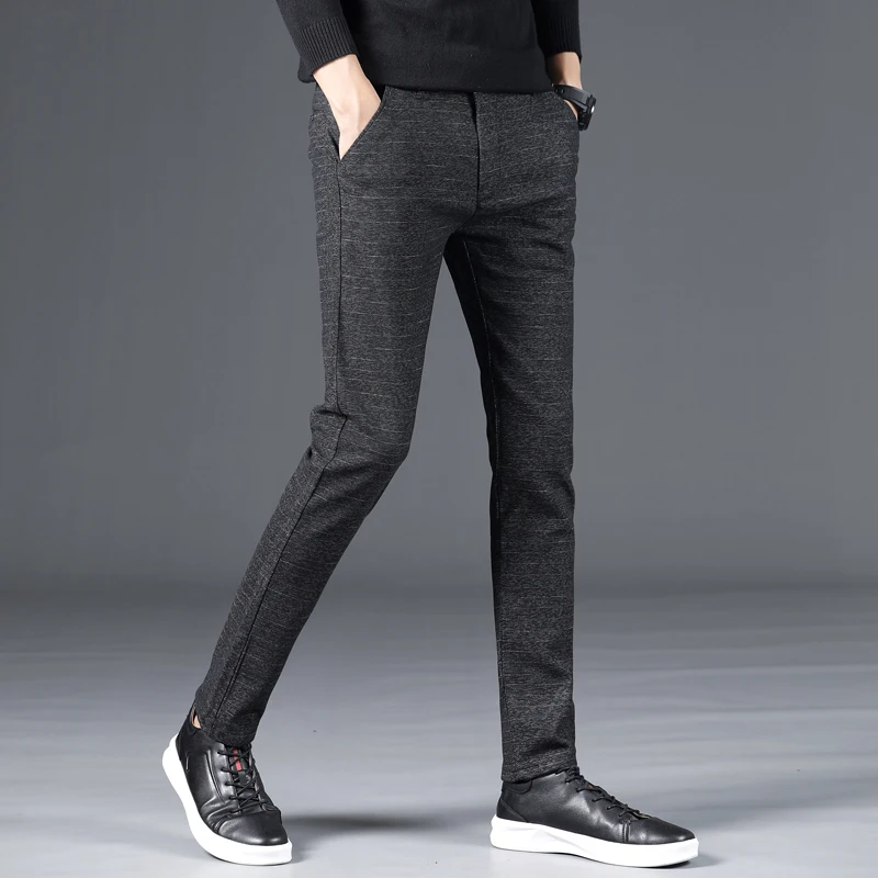 

Loldeal Men's Pants Long in Thick Bull Twill Fabric and Straight Fit Expandable-Waist Plain-Front Pant