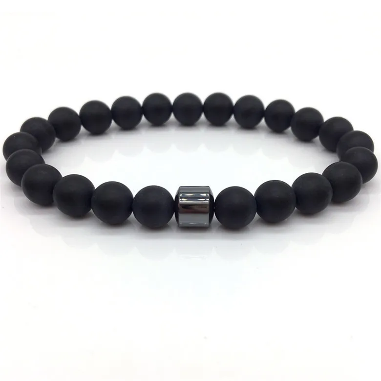 Stone Beads Gray Domineering Men's Bracelet Natural Beaded Classic Fashion Jewelry | Украшения и аксессуары