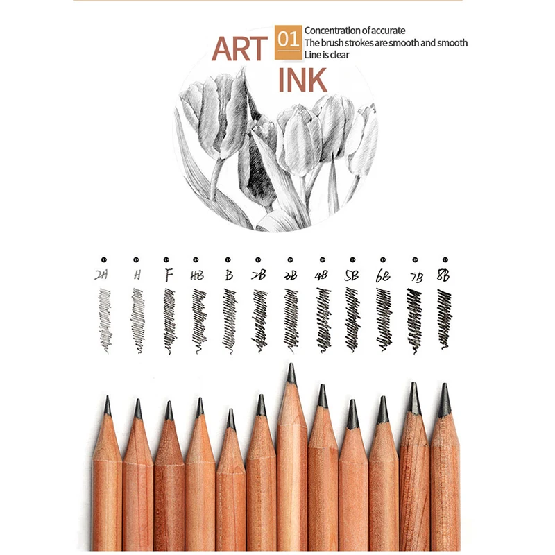 

Marco 12Pcs/SetRenault Addo gray sketch pencils 2H-8B Soft Safe non-toxic Sketching pencils Professionals Drawing Office School