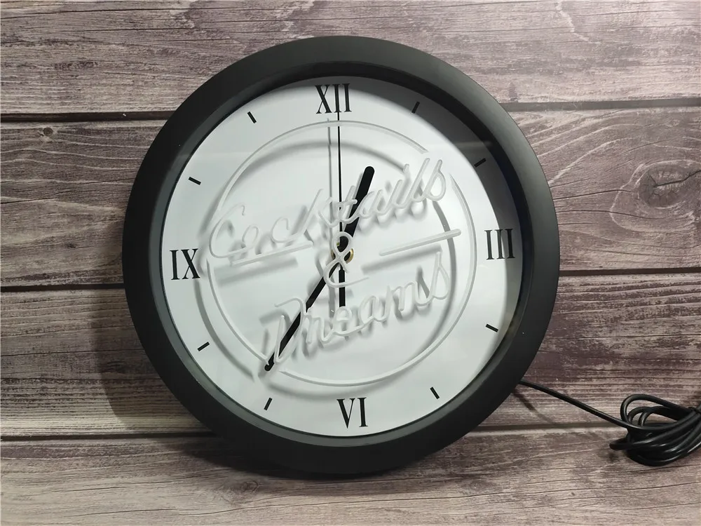 0B079 Cocktails &amp Dream Beer Bar Wine APP RGB 5050 LED Neon Light Signs Wall Clock | Дом и сад