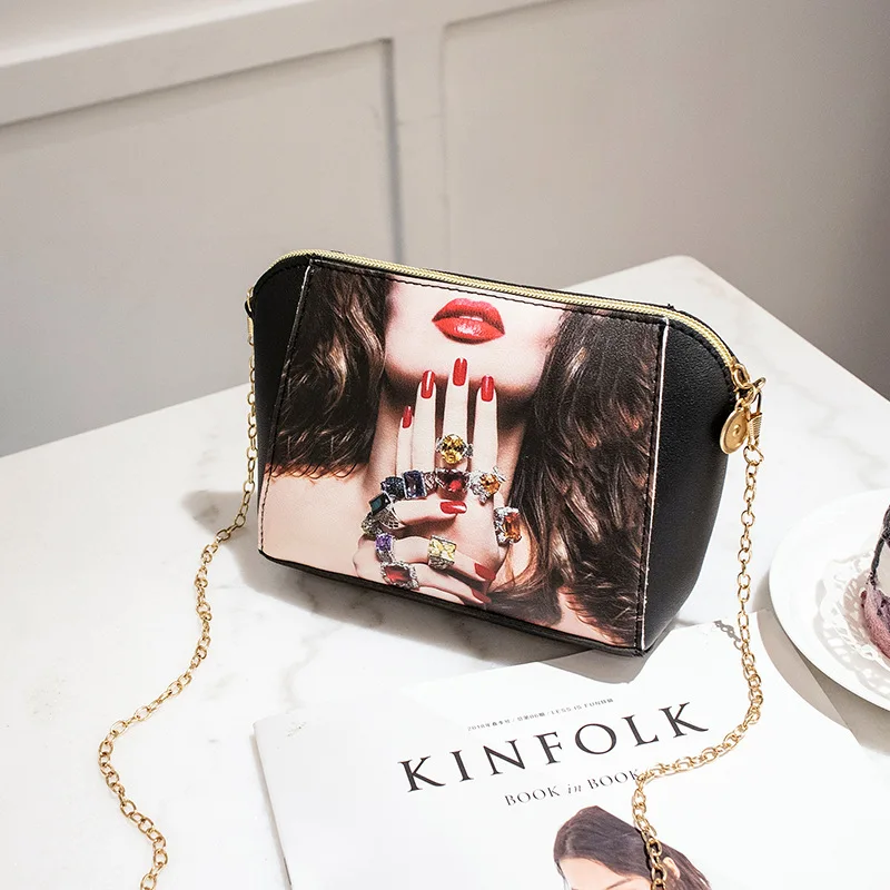 Женская сумка 2018 большие сумки на плечо с бриллиантовыми кольцами и принтом