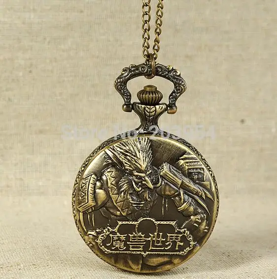 

New hot 2017 Game World of Warcraft steampunk Pocket Watch 1pcs/lot quartz Antique Bronze jewelry Necklace Pendant wholesale