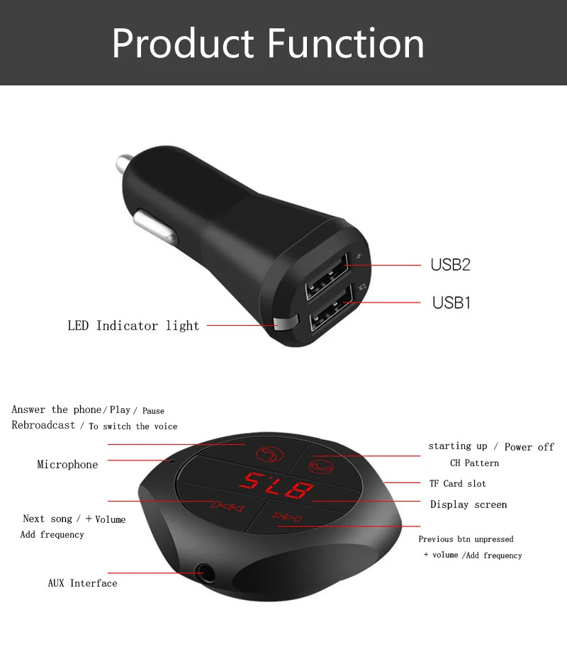 Earldom ET-M17 для использования в автомобиле, зарядное устройство USB для сотового телефона, bluetooth-приемник, адаптер, поддержка громкой связи, MP3, SD карта, fm-радио