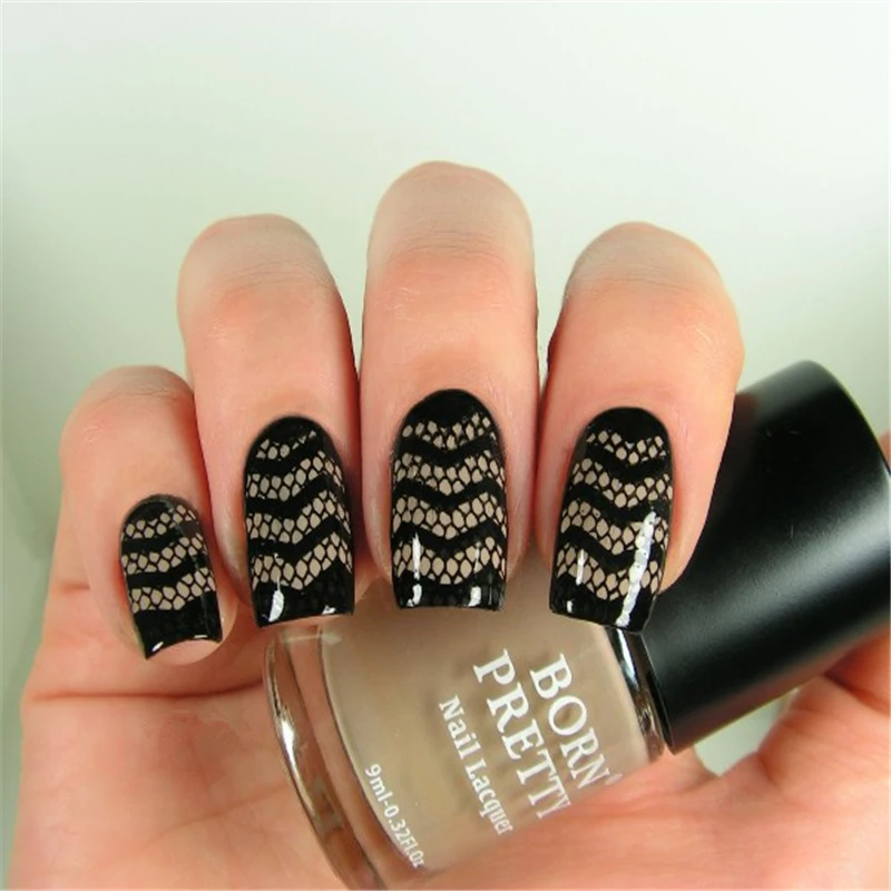 BORN PRETTY кружева шеврон дизайн ногтей штамп шаблон рисунок лоза изображение