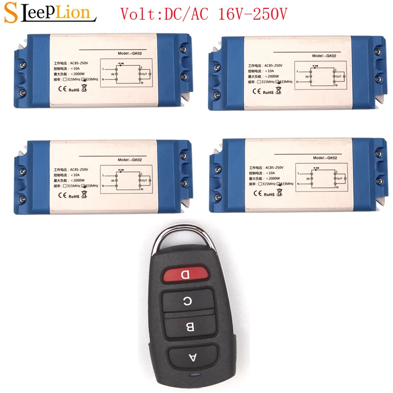 

Sleeplion 85-250V Wireless Remote Control Lights Switch On/off for Lamps Fans Wide Volt Appliances 16V-48V 110V 220V ON/OFF Kit