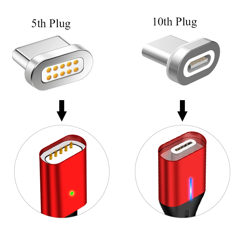 Магнитный штекер для зарядного устройства GREENPORT Micro USB Type-C мобильный телефон iPhone 6