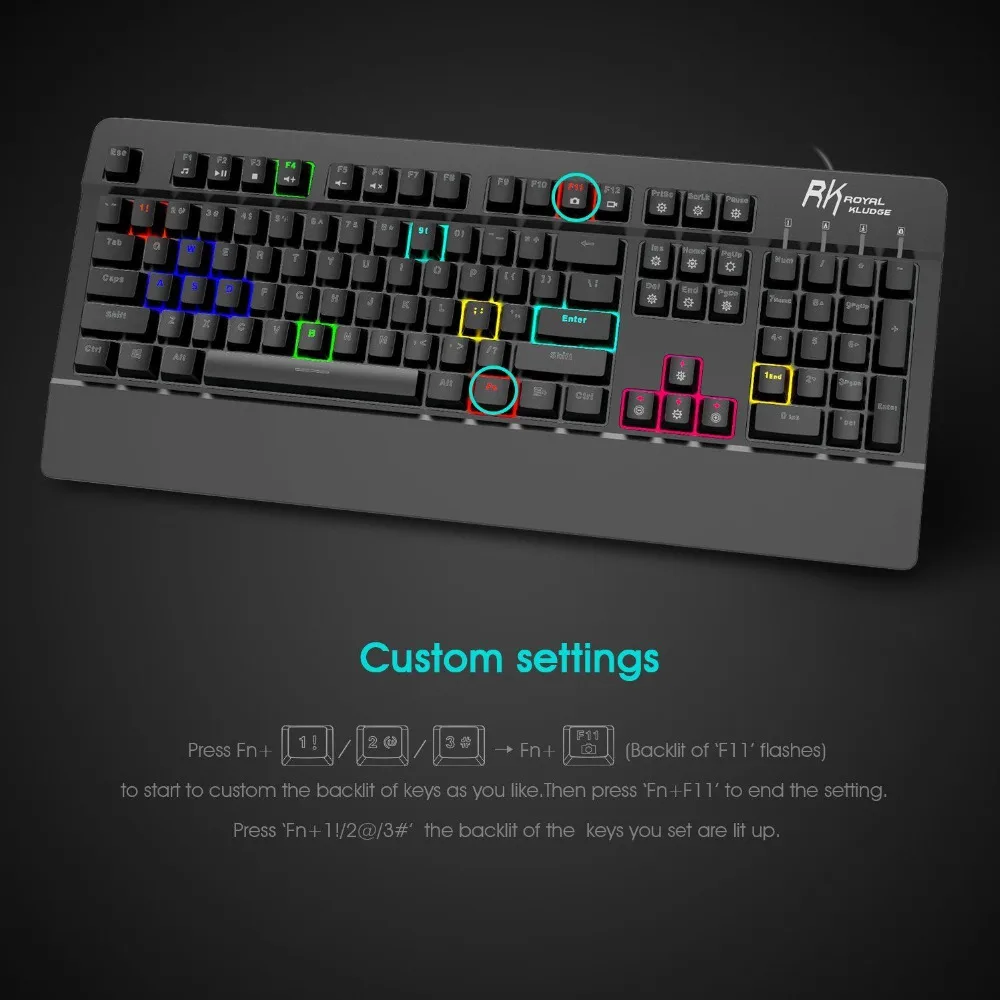 РК Pro104 USB Проводная игровая клавиатура светодиодной подсветки rgb Клавиатуры