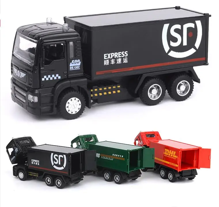 1:50 грузовик из сплава высокая симуляция двухэтажного автобуса SF Express post express