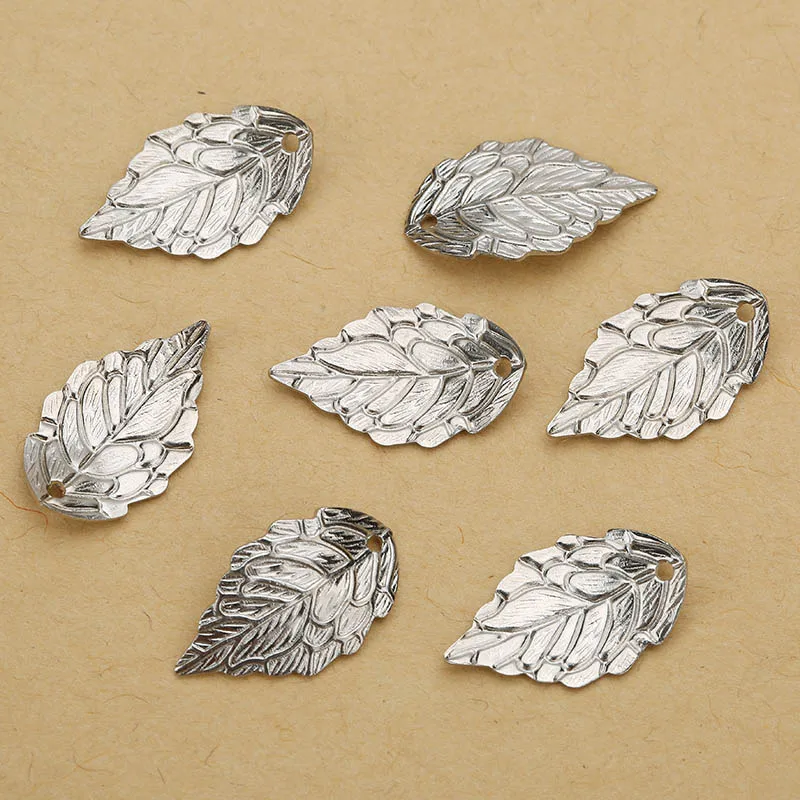 Rhodium 50 шт./лот, Цвет: золотистый, серебристый, 10*18 мм, медный лист, бусины, колпачки, оставьте филигранные, свободные, распорные, бусины, концевые колпачки для изготовления ювелирных изделий своими руками - Цвет: Rhodium