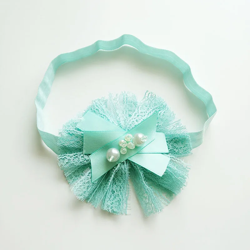 2017 Baby girl headband light green Lace Pearl headbands hair accessorie bandeau bebes fille birthday gift toddler headwear nina | Детская