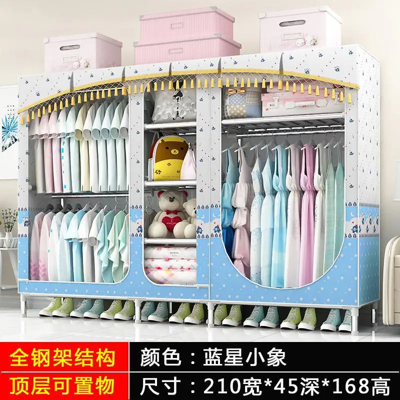 ml2 Oversized simple fabric wardrobe steel pipe bold reinforcement double thickened fully enclosed cloth closet wardrobe - Цвет: ml2