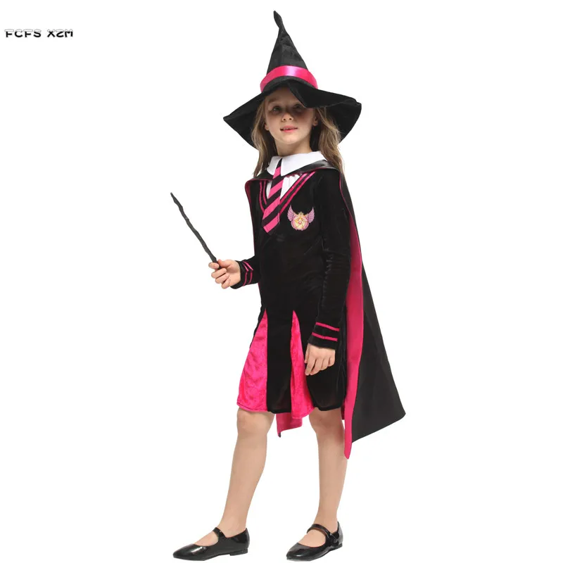 M-XL Girls Halloween Magician Costumes Kids Children Sorceress Witch Cosplays Purim Carnival Stage play Masquerade party dress |