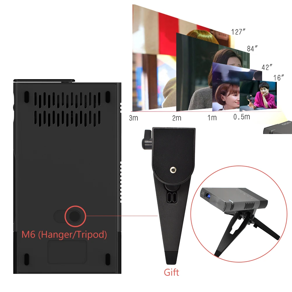 AAO 5200 мАч встроенный аккумулятор DLP A1 Портативный мини-проектор 2000 люмен синхронизация проводной дисплей для домашнего кинотеатра 1080P с HDMI USB TF