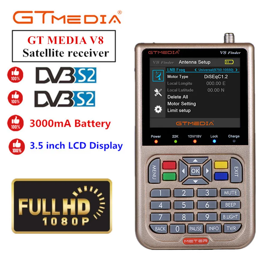 GT медиа/Freesat V8 Finder HD DVB-S2 цифровой спутниковый искатель высокой четкости спутниковый искатель DVB S2 спутниковый измеритель Satfinder 1080P
