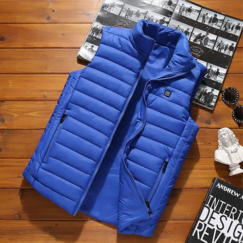 Light blue Для мужчин Зимние Открытый нагревательный куртка без рукавов с подогревом умная USB работы пальто регулируемый Контроль температуры безопасности Костюмы DSY017 - Цвет: Light blue