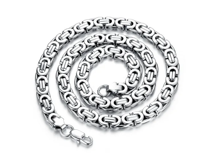 

Two Tones Chain Fashion Mens Stainless Steel Byzantine Chains Necklaces Hip Hop Rock Jewelry 2017 Wholesale