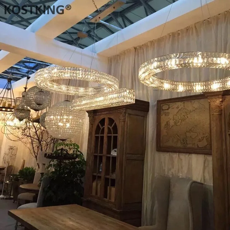Современная хрустальная люстра kosculling K9 Cristal LED круглая световая кольцевая