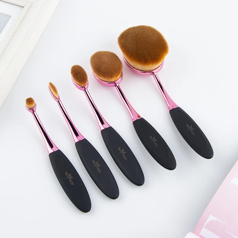 Anmor 5pcs Oval Makeup Brush Professional Set Purple Color Foundation Powder Eye Shadow | Красота и здоровье