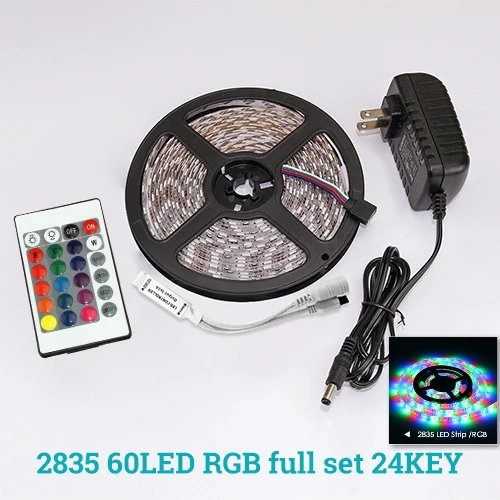 2835 RGB set 24KEY Светодиодный светильник DC 12 В RGB SMD 2835 5050 Гибкая Диодная лента 5 м 10 м 15 м 44Key полный комплект водонепроницаемый светильник ing - Испускаемый цвет: 2835 RGB set 24KEY