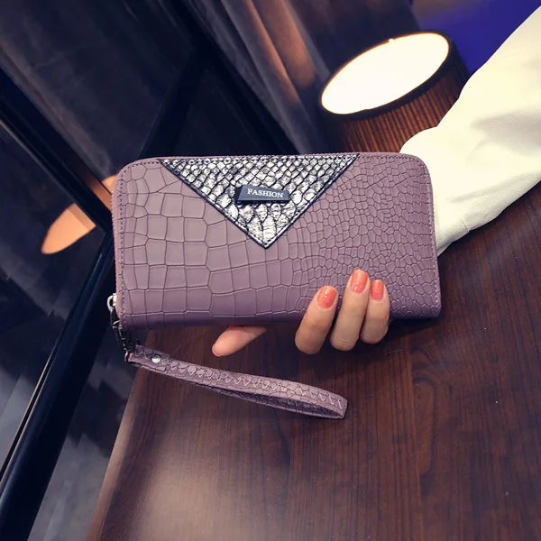 vertical pink Новинка, длинные женские кошельки с крокодиловым узором, Женский кошелек, лучший чехол для телефона, кошелек, Женский кошелек, сумочка для денег, держатель для карт - Цвет: vertical pink