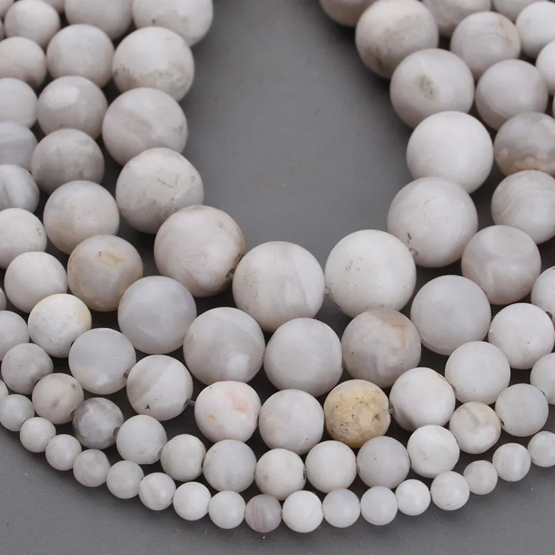Бусины из натурального камня матовые белые кружевные Агаты искусственные бусины