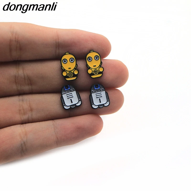 WS1034 Dongmanli, новинка, 1 пара, женские серьги с героями мультфильмов, крутой Темный воин и штурмовик, серьги-гвоздики для детей, подарки