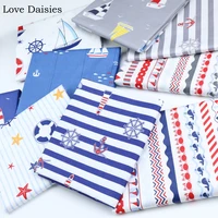 100 cotton twill fabric marine style blue gray white sailboat anchor lighthouse seahorse stripe for kids bedding sheet apparel