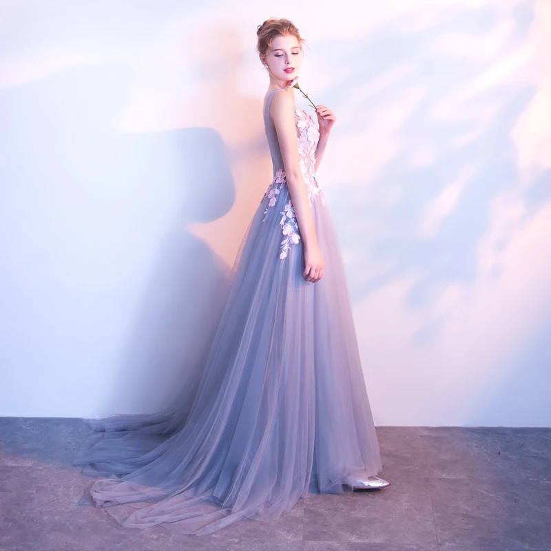 Халат De Soiree Longue 2018 Элегантный Новый v-образным вырезом Вечерние платья Тюль с