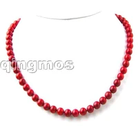 qingmos 6 7mm natural round red coral 18 high quality beads necklace nec7013 wholesaleretail free shipping