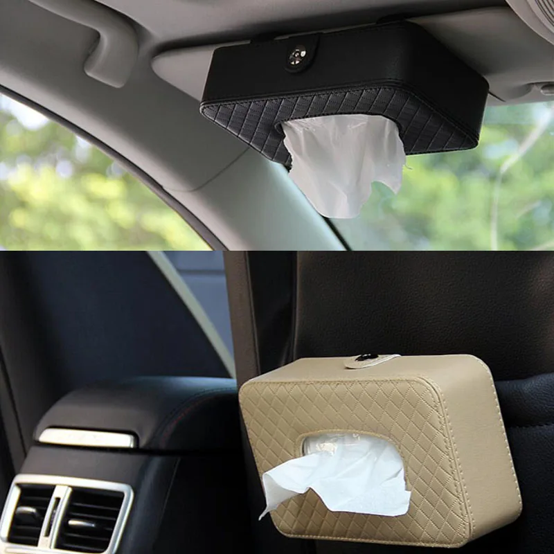 

Universal Leather Car Tissue Box Auto Pumping Cassette Accessories Holder Creative Removable Paper Napkin Box Organizer