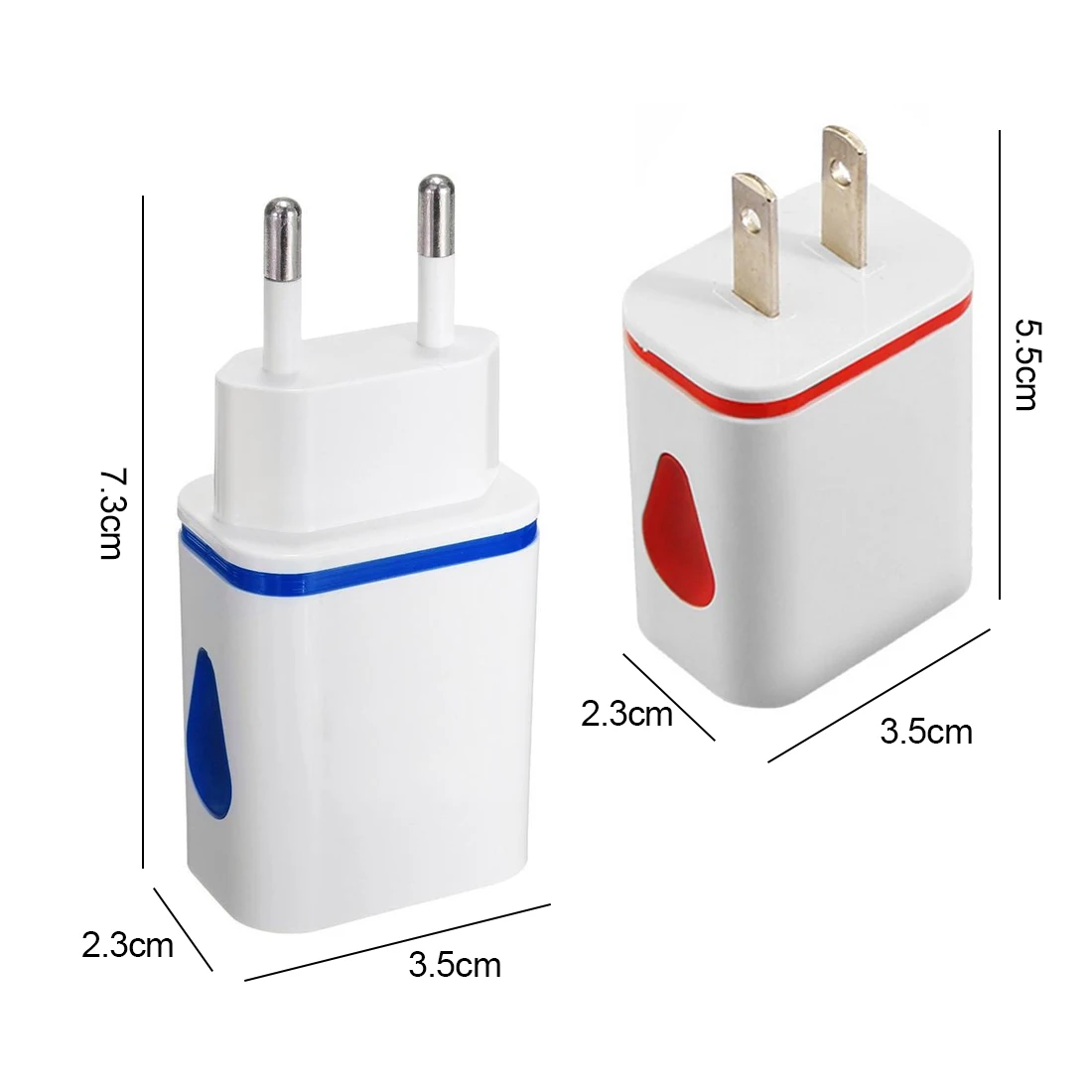 Дорожные АС разъемы для Зарядное устройство USB настенное светодиодный двойной