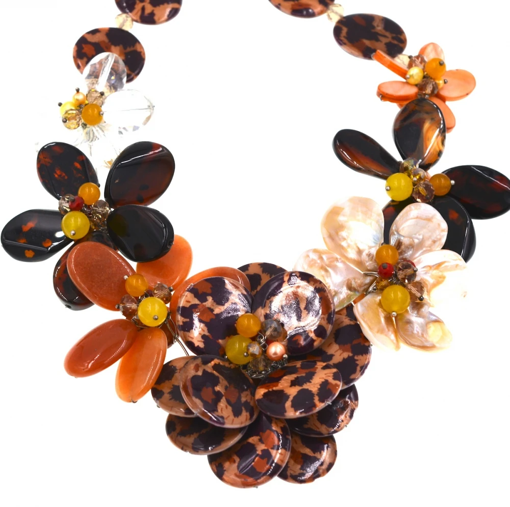 Эксклюзивные ожерелья Чокеры с леопардовым принтом из швабры и ракушек