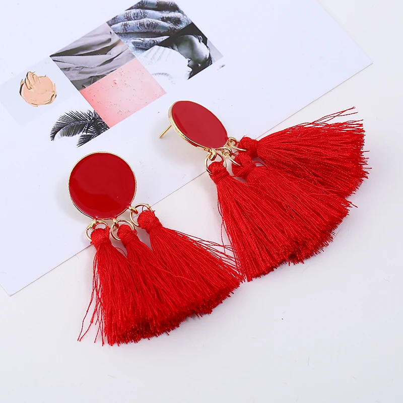 YAAYOO 6 цветов огромная серьга мотаться большой круглый BOHO Нарядные серьги с