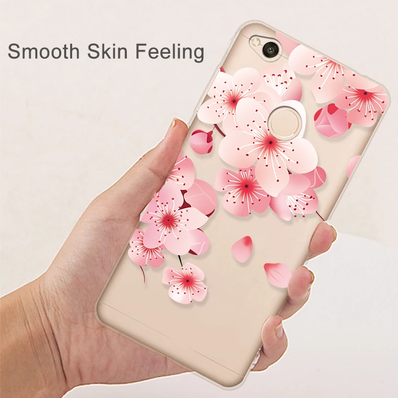 LANCASE Cartoon Case for Redmi 4X Flower Cute Tiger TPU Silicone Clear Xiaomi Cover 3D Relief Casa Hoesje |
